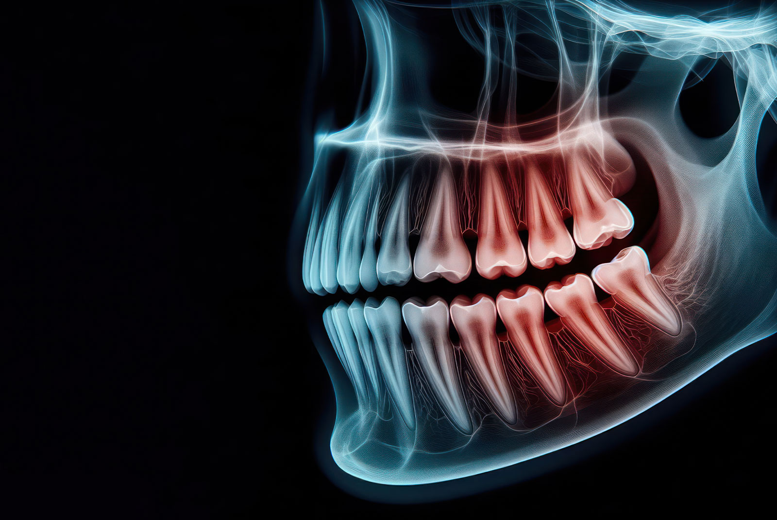 illustrated image of x-ray of person jawbone
