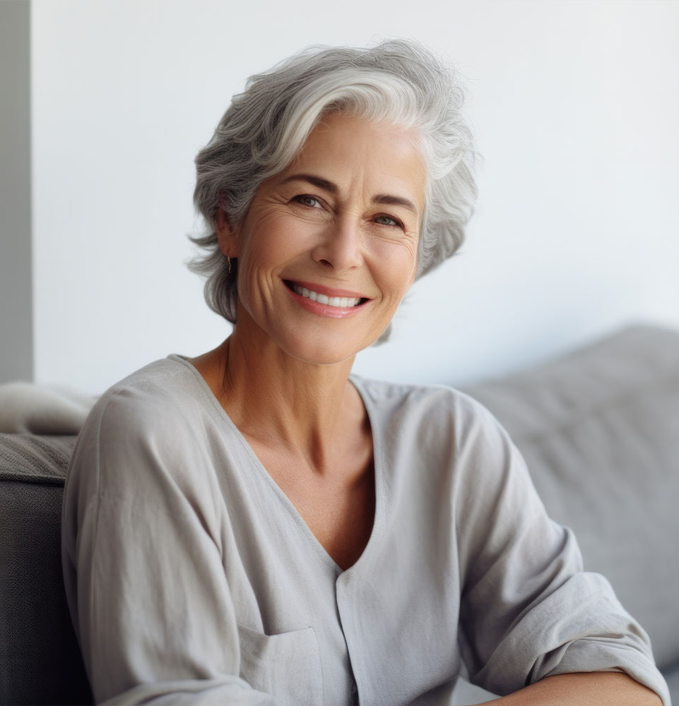 Have fun and relax with a mature woman relaxing. Smiling style is enjoying relaxing on the sofa